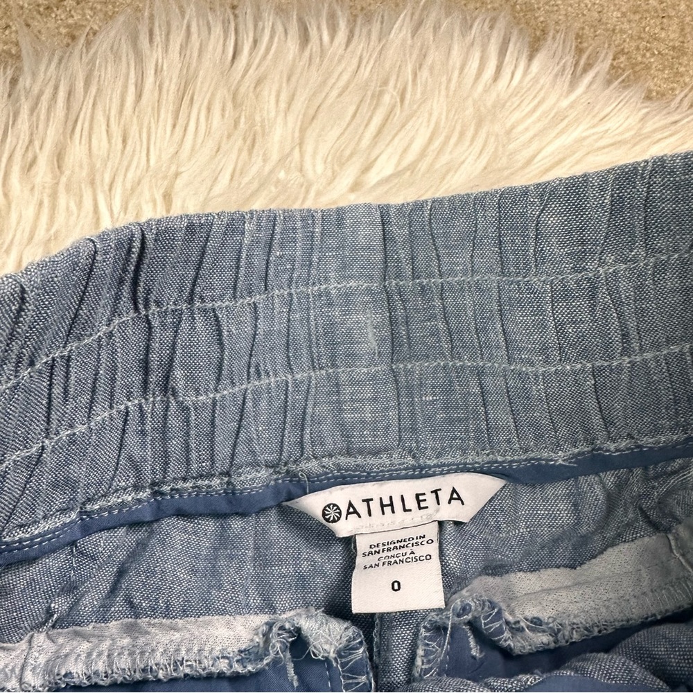 Athleta Cabo Linen Jogger Pants Blue - Picture 4 of 6